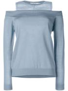 Dorothee Schumacher Sleeveless Jumper With Ruched Organza Neck - Blue