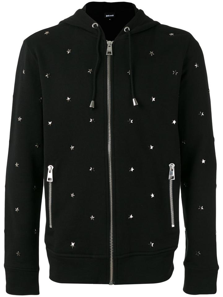Just Cavalli Star Stud Hooded Sweatshirt, Men's, Size: Small, Black, Cotton/metal (other)