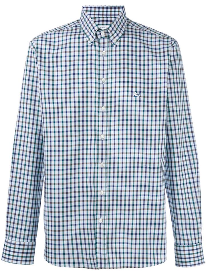 Etro - Checked Shirt - Men - Cotton - 39, Blue, Cotton
