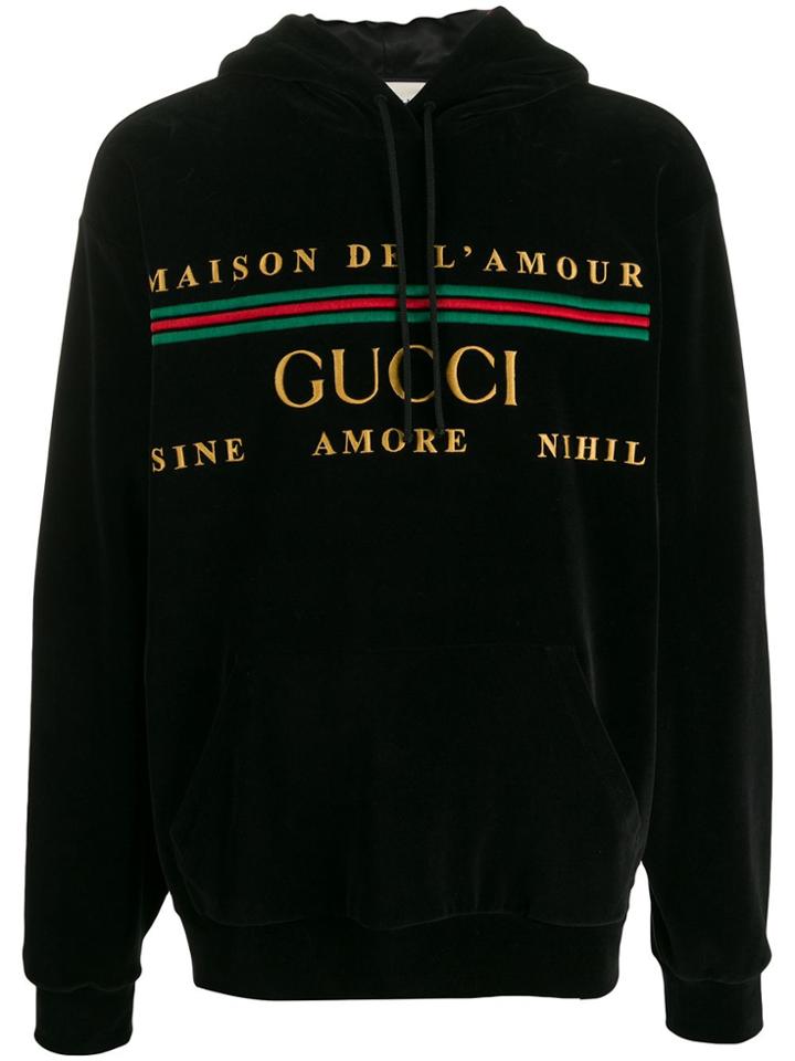 Gucci Logo Print Hoodie - Black