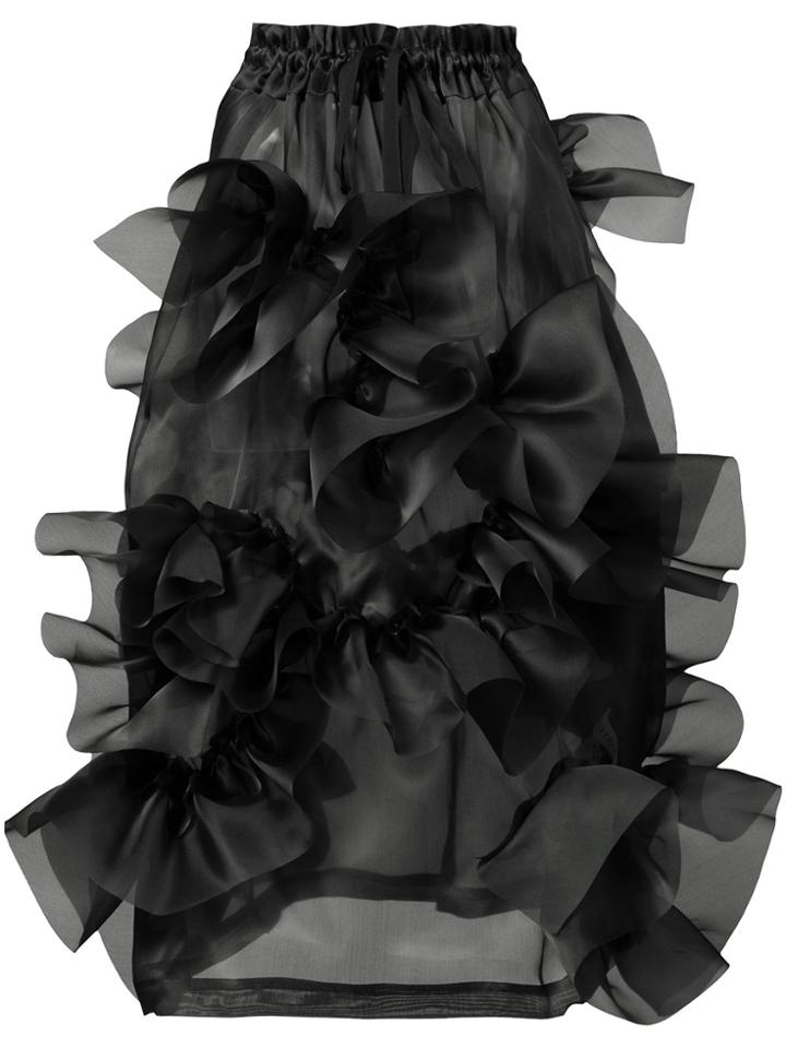 Roberts Wood Sheer Ruffled Skirt - Black