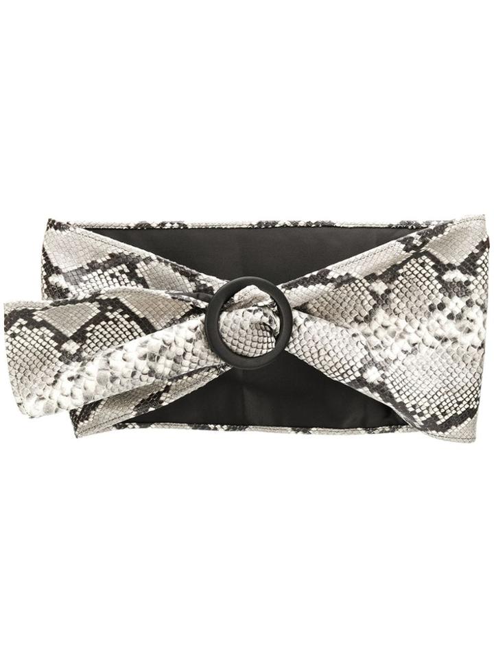 Attico Large Snakeskin Print Belt - Black