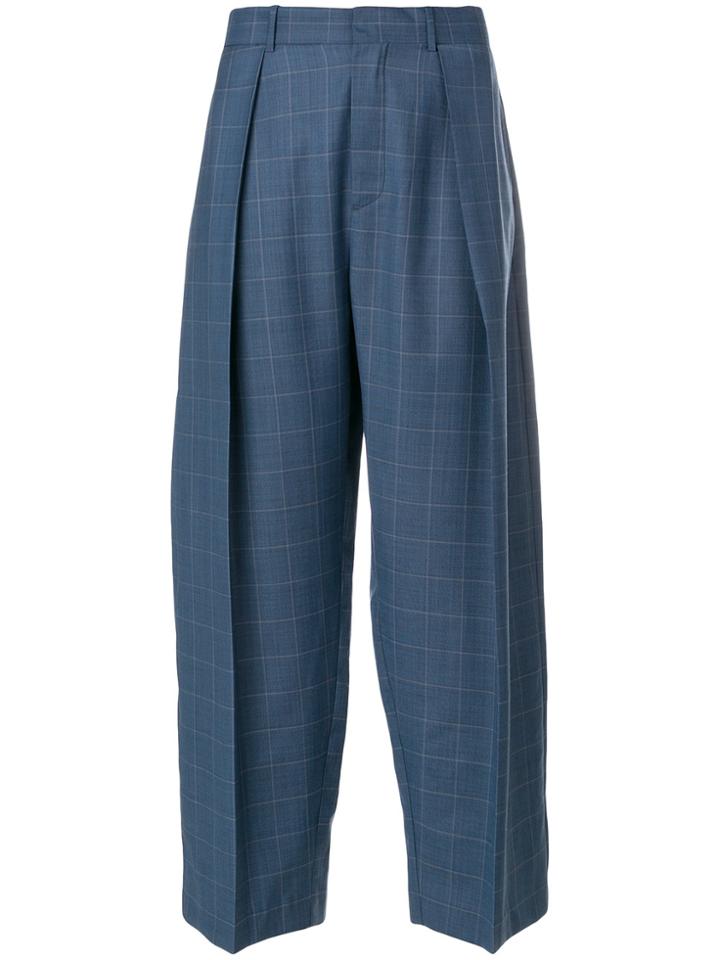 Diesel Black Gold Checked Wide Leg Trousers - Blue