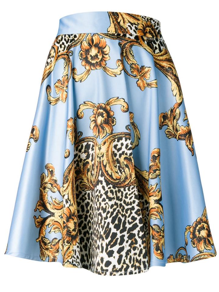 Liu Jo Baroque Leopard Print Mini Skirt - Blue