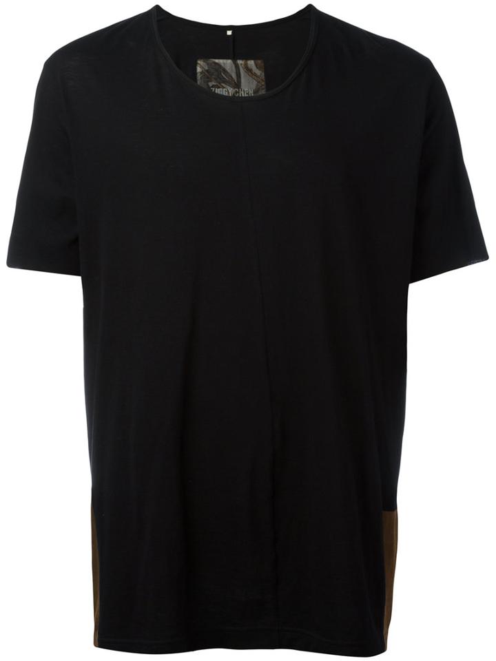 Ziggy Chen Colour Block T-shirt, Men's, Size: Medium, Black, Cotton