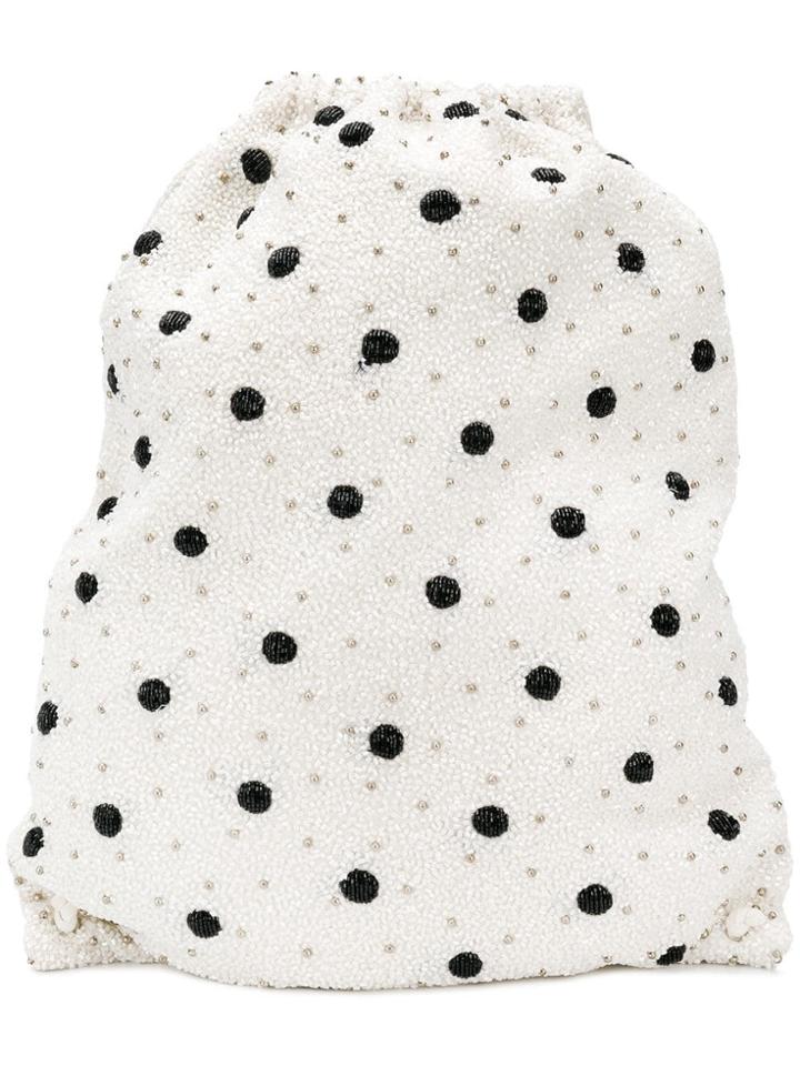 Ganni Polka Dot Drawstring Backpack - White