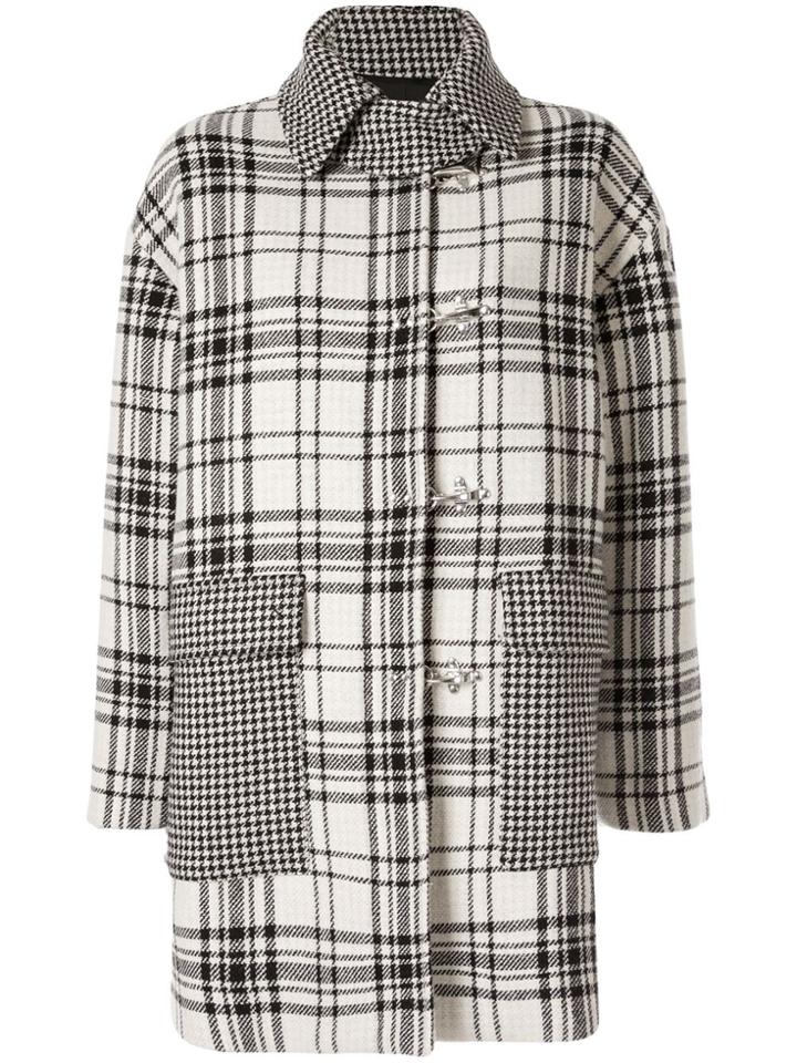 Msgm Plaid Print Coat - Wh