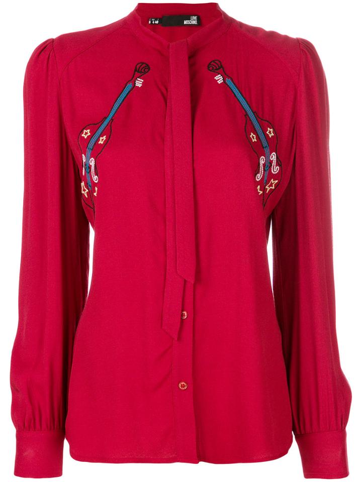 Love Moschino Guitar Embroidery Blouse - Red