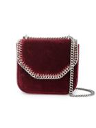 Stella Mccartney Mini Burgundy Velvet Falabella Box Shoulder Bag - Red