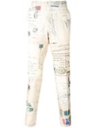 Alexander Mcqueen Letters From India Straight-leg Trousers, Men's, Size: 50, Nude/neutrals, Silk/acetate/cupro