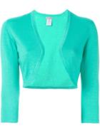 Oscar De La Renta Three-quarter Sleeve Bolero, Women's, Size: Medium, Green, Silk/cashmere