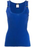 Chanel Pre-owned 2010's Buttoned Ribbed Tank - Blue