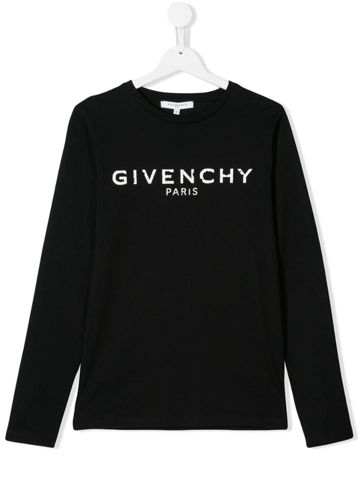 Givenchy Kids Distressed Logo Tee - Black