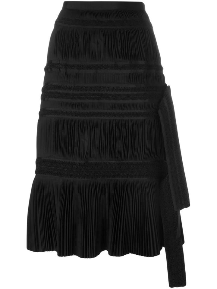 Sacai Pleated A-line Skirt, Women's, Size: 3, Black, Polyester/cotton/cupro