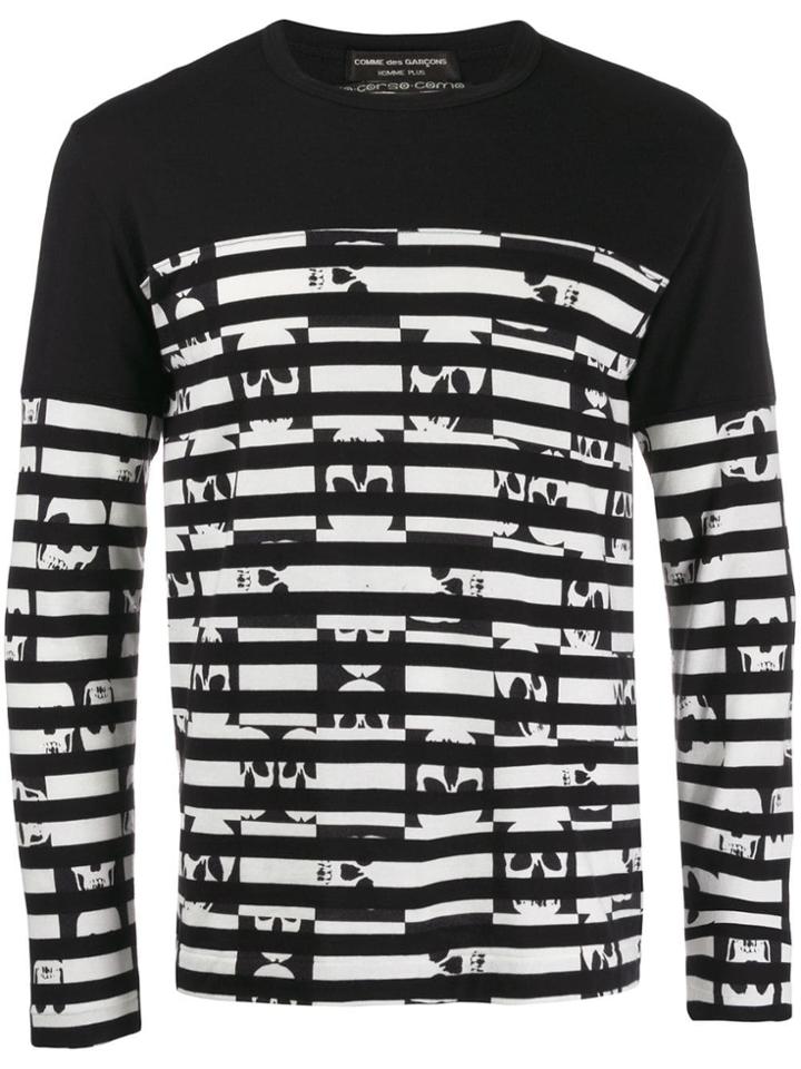 Comme Des Garçons Pre-owned Striped Skulls Longsleeved T-shirt - Black