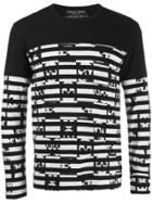 Comme Des Garçons Pre-owned Striped Skulls Longsleeved T-shirt - Black