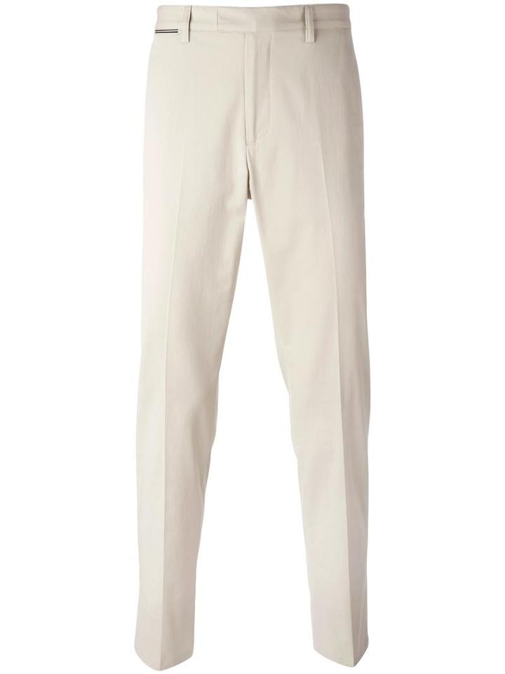 Salvatore Ferragamo Raised Seam Trousers, Men's, Size: 48, Nude/neutrals, Cotton/spandex/elastane