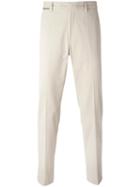 Salvatore Ferragamo Raised Seam Trousers, Men's, Size: 48, Nude/neutrals, Cotton/spandex/elastane