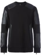 Neil Barrett Quilted Panel Sweatshirt, Men's, Size: Medium, Black, Viscose/spandex/elastane/lyocell/polyurethane