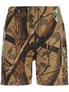 Neighborhood Forest Print Track Shorts - Brown