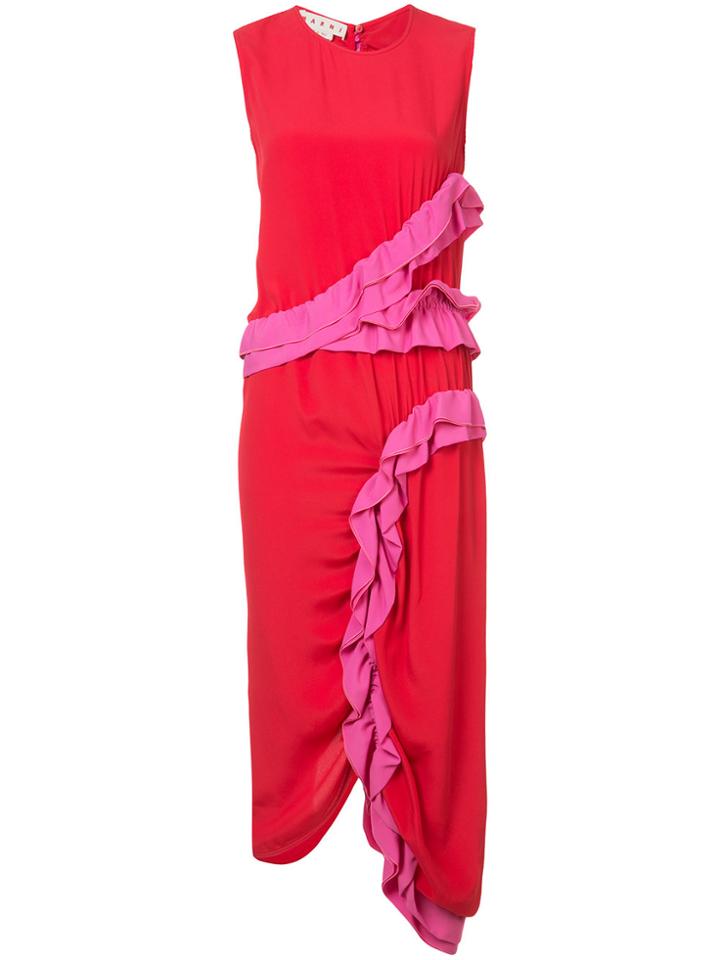 Marni Ruffled Jersey Dress - Red