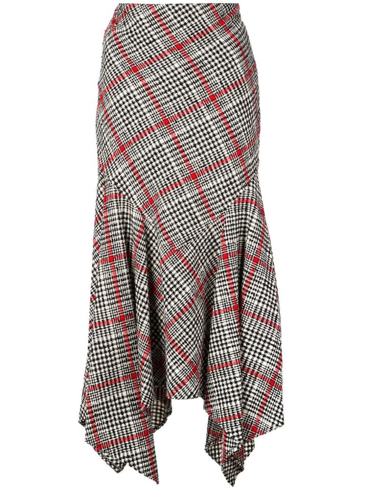 Oscar De La Renta Asymmetric Checked Skirt - Red