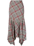 Oscar De La Renta Asymmetric Checked Skirt - Red