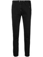 White Sand Buckled Slim-fit Trousers - Black