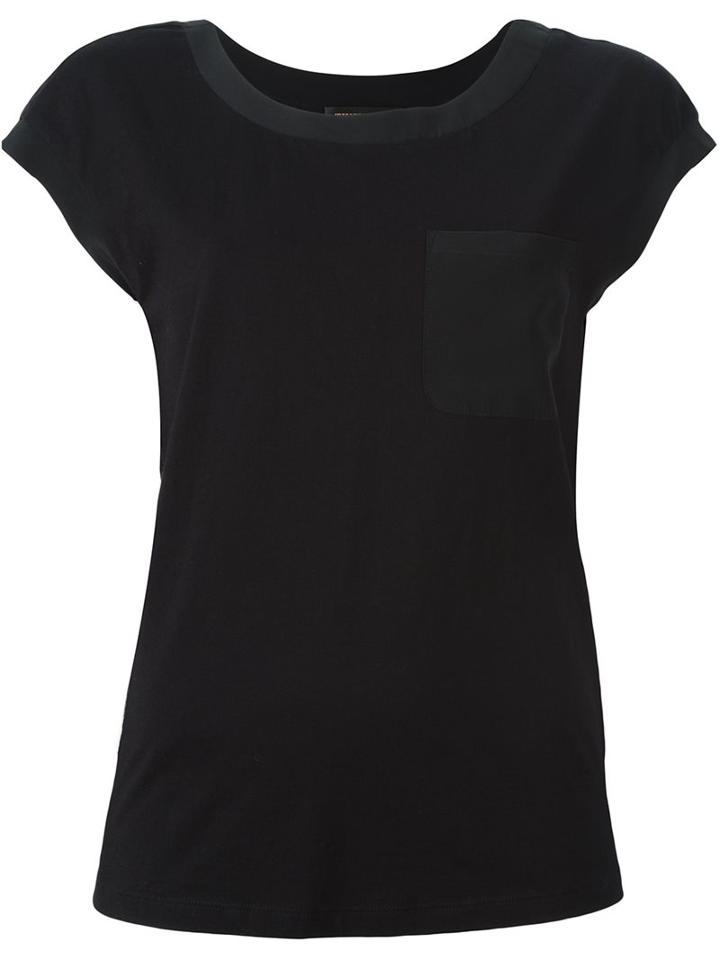 Twin-set Chest Pocket T-shirt, Women's, Size: Large, Black, Cotton/silk