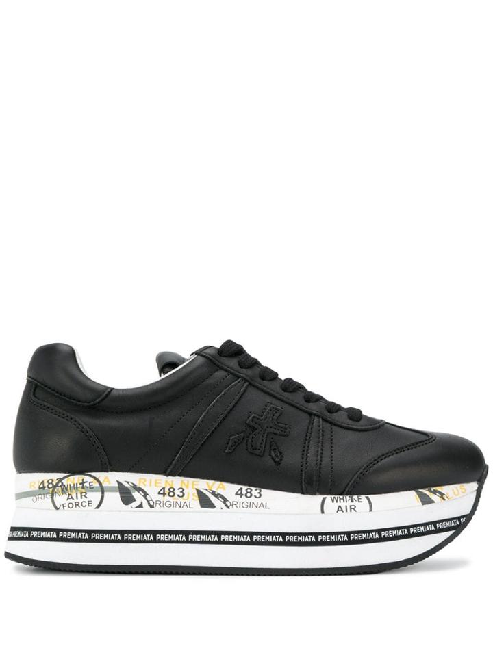 Premiata Platform Logo Sneakers - Black