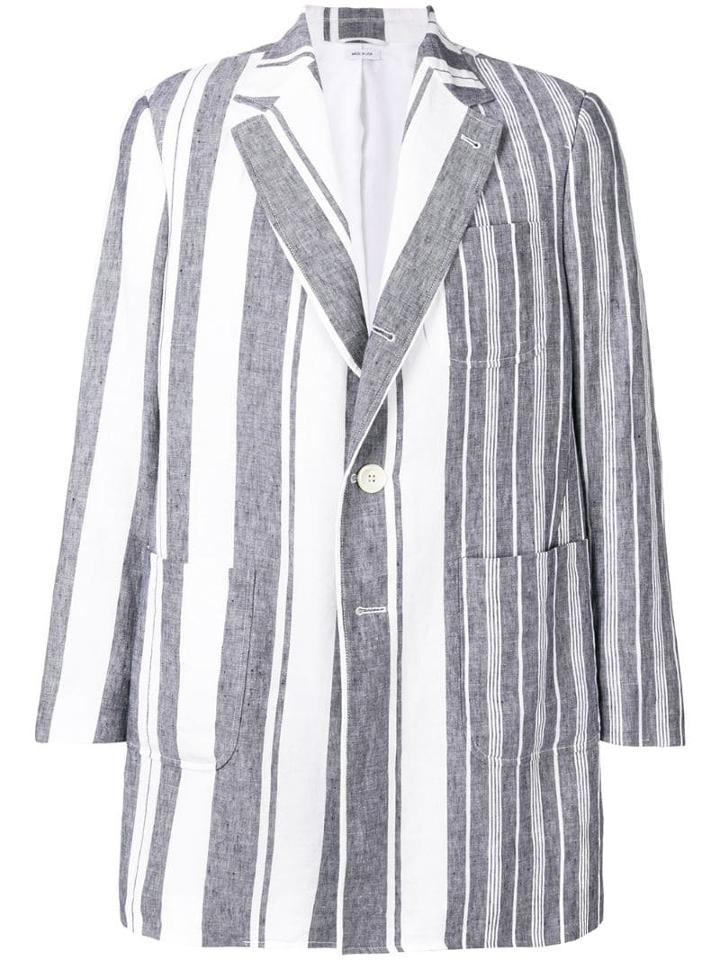 Thom Browne Blanket Linen Sack Overcoat - Blue