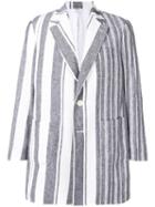 Thom Browne Blanket Linen Sack Overcoat - Blue