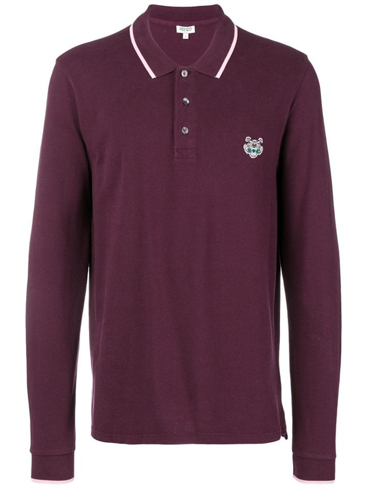 Kenzo Longsleeved Tiger Polo Shirt - Red