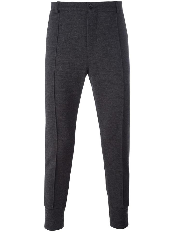 Dolce & Gabbana Central Crease Track Pants, Men's, Size: 50, Grey, Virgin Wool