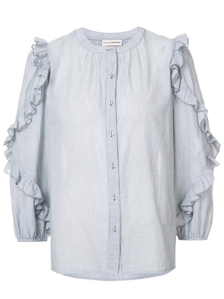 Ulla Johnson Ruffled Sheer Blouse - Grey