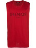 Balmain Logo Print Tank Top - Red