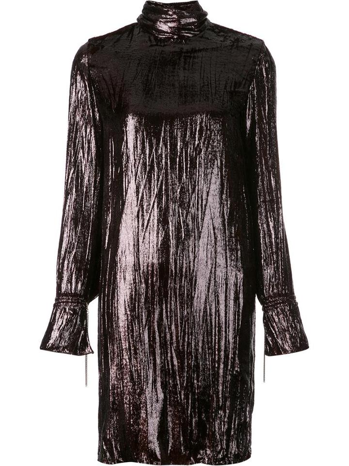 Nina Ricci Crinkled Roll Neck Dress, Women's, Size: 38, Brown, Silk/polyamide