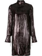 Nina Ricci Crinkled Roll Neck Dress, Women's, Size: 38, Brown, Silk/polyamide