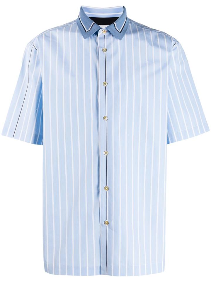 Paul Smith Contrast Collar Stripe Shirt - Blue