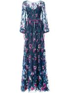 Marchesa Notte Embroidered Flared Gown - Unavailable