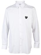 Comme Des Garçons Play Embroidered Heart Shirt, Men's, Size: Small, White, Cotton