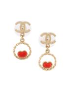 Chanel Vintage Heart Charm Drop Earrings