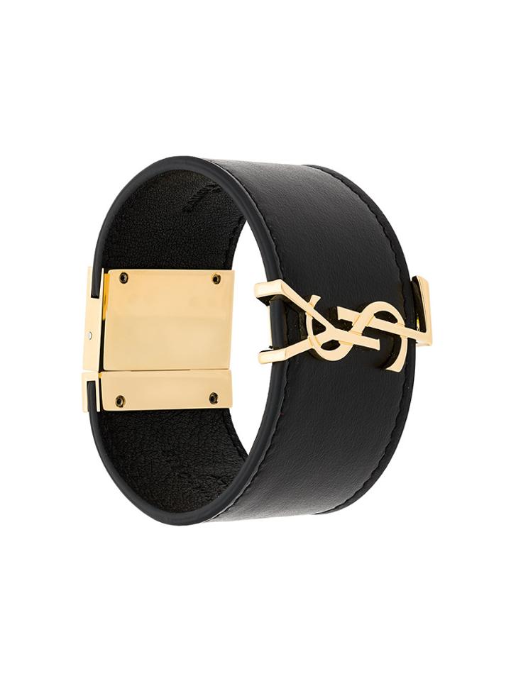 Saint Laurent Monogram Cuff Bracelet - Black