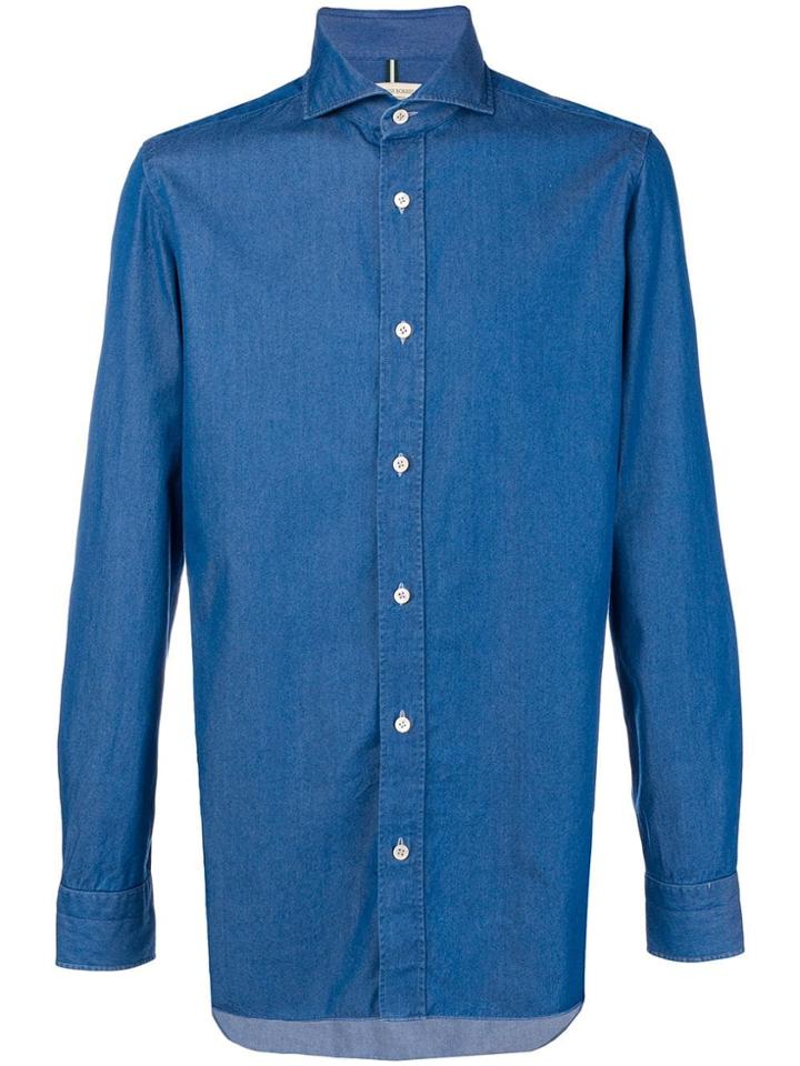 Luigi Borrelli Button-down Denim Shirt - Blue
