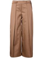 Christian Pellizzari Wrap Pleated Wide Leg Trousers - Brown