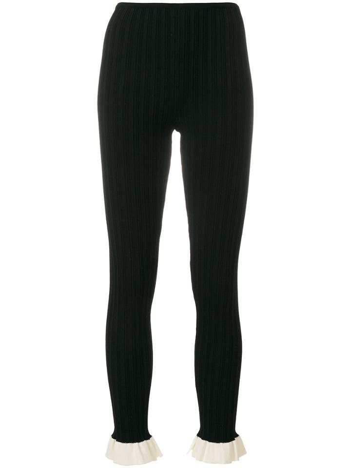 Esteban Cortazar Ruffle Knitted Leggings - Black
