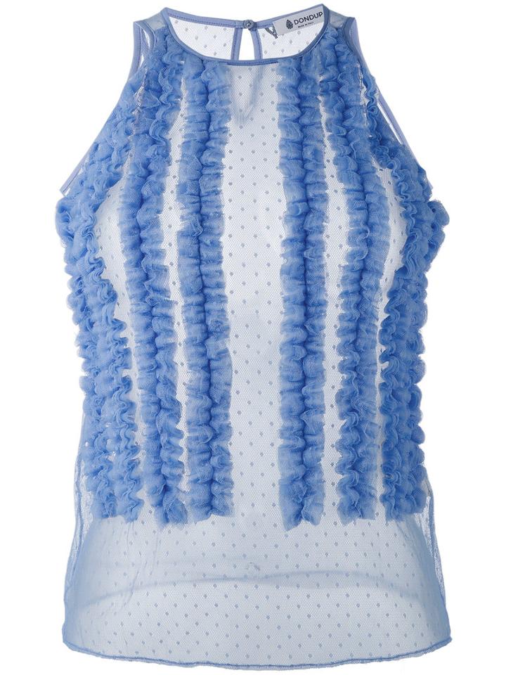 Dondup - Polka Dots Sheer Tank - Women - Polyamide - S, Blue, Polyamide