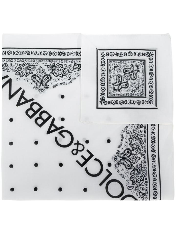 Dolce & Gabbana Logo Bandana Scarf - White