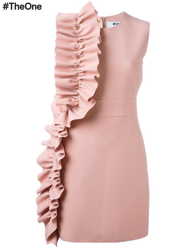 Msgm Sleeveless Ruffle Dress, Women's, Size: 44, Pink/purple, Polyester/spandex/elastane/viscose
