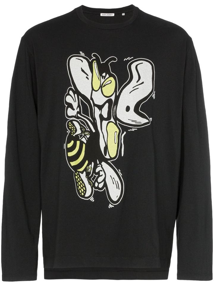 Our Legacy Wasp Print Long-sleeved Cotton T-shirt - Black